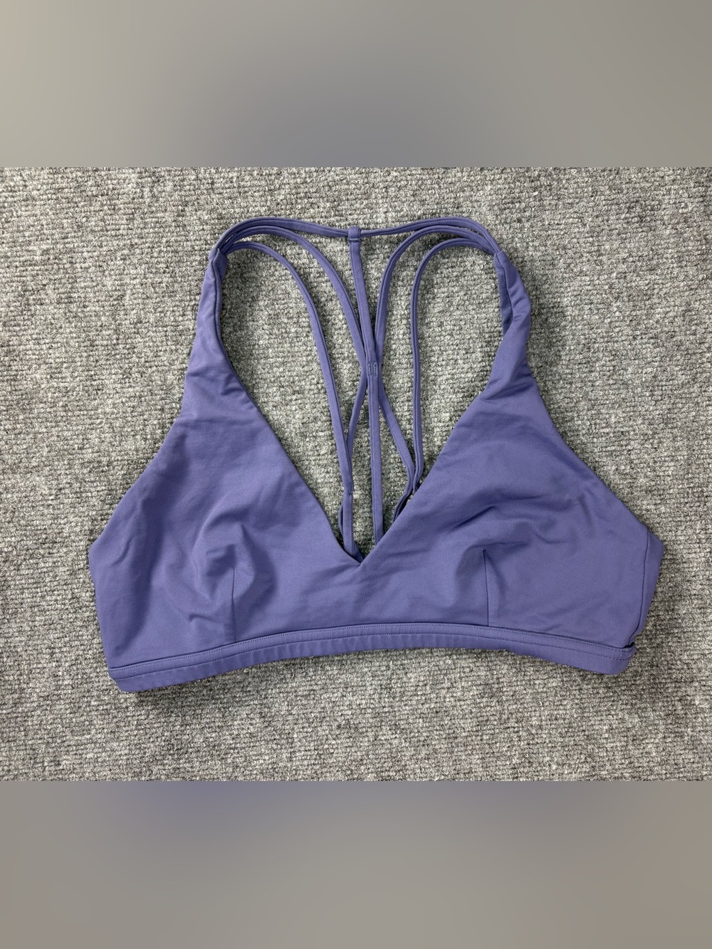 Lululemon Purple Strappy Back Sports Bra Size 12 Yoga Athletic
